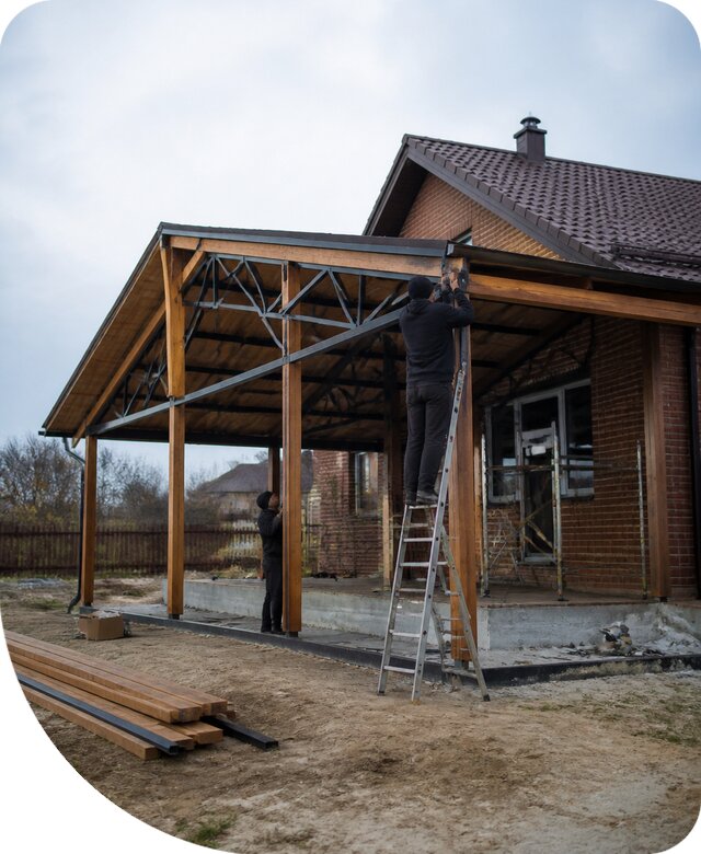 Пристройка навеса к дому и участку в Новокубанске под ключ